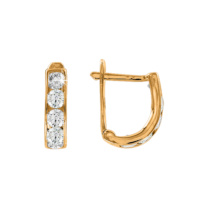 Moderne Ohrringe Ohrhänger Gold 585 14K Goldschmuck Zirkonia Gelbgold Designer
