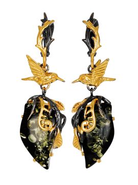 Gold-plated silver earrings with amber 