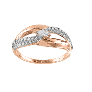 Damenring aus Rotgold 585° mit Zirkonia 