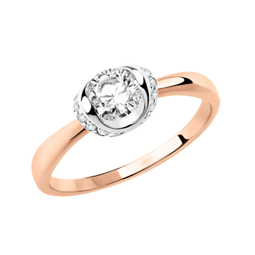 Damenring aus Rot/ Weißgold 585° mit Zirkonia 