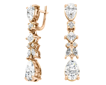 Earrings in red gold with cubic zirconia 