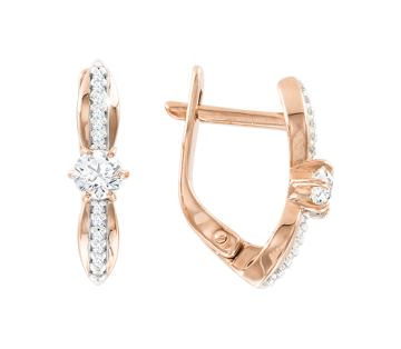 Earrings in red gold with cubic zirconia 