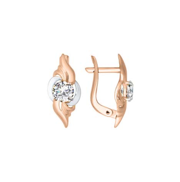 Earrings in red gold with cubic zirconia 