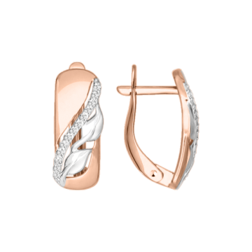 Earrings in red gold with cubic zirconia 