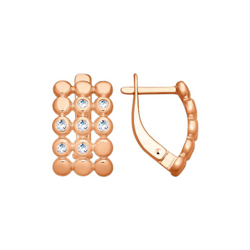 Earrings in red gold with cubic zirconia 
