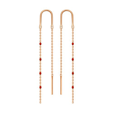 Earrings in red gold of 585 assay value 