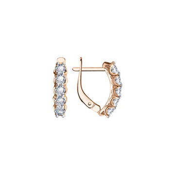 Earrings in red gold with cubic zirconia 