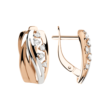 Earrings in red gold with cubic zirconia 
