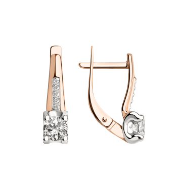 Earrings in red gold with cubic zirconia 
