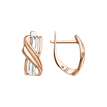 Серьги из красного и белого золота 585 пробы 