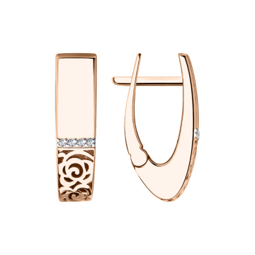 Earrings in red gold with cubic zirconia 