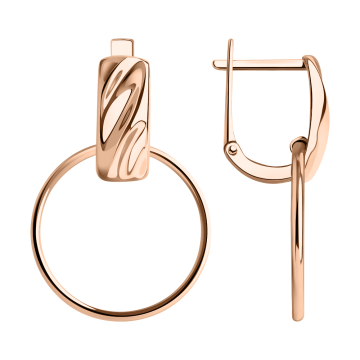 Earrings in red gold of 585 assay value 