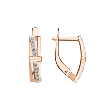 Earrings in red gold with cubic zirconia 