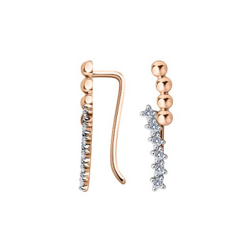 Earrings in red gold with cubic zirconia 