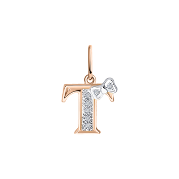 Pendant in red gold of 585 assay value with zirconia 