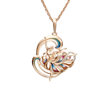 Pendants in red gold of 585 assay value with zirconia 