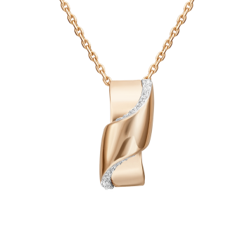 Pendant in red gold of 585 assay value with zirconia 