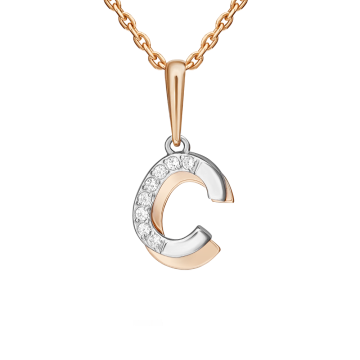 Pendant in red gold of 585 assay value with zirconia 