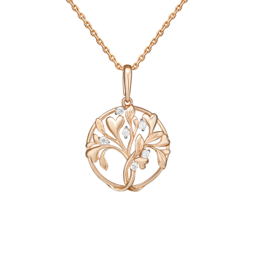 Pendants in red gold of 585 assay value with zirconia 