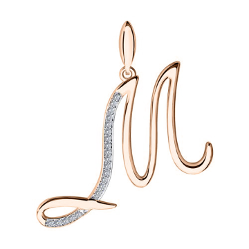 Pendant in red gold of 585 assay value with zirconia 