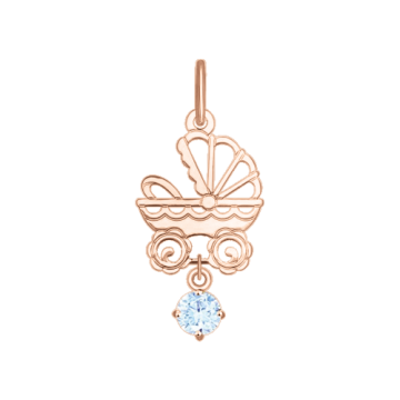 Pendant in red gold of 585 assay value with zirconia 
