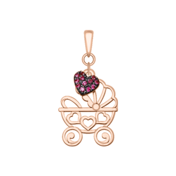 Pendant in red gold of 585 assay value with zirconia 