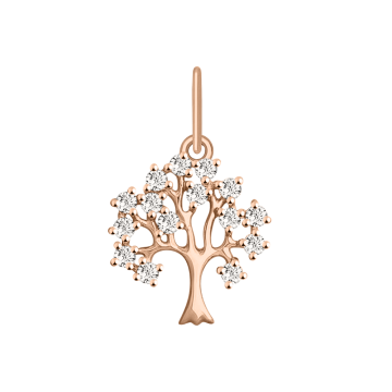 Pendant in red gold of 585 assay value with zirconia 