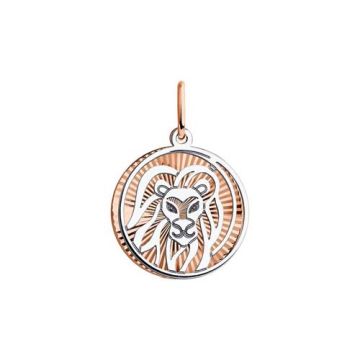 Pendant zodiac sign "Leo" in red and white gold 