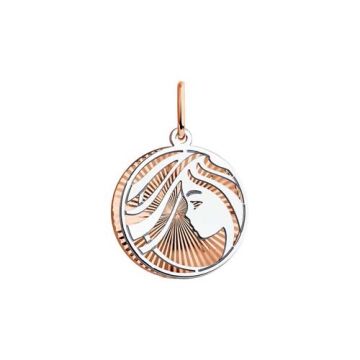 Pendant zodiac sign "Virgo" in red and white gold 