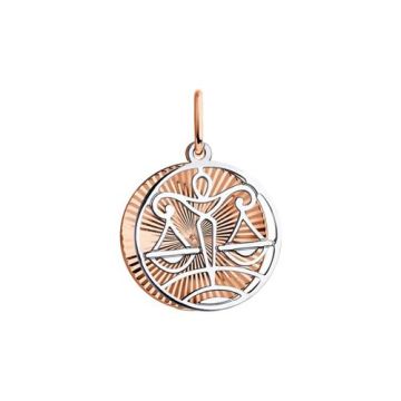 Pendant zodiac sign "Libra" in red and white gold 