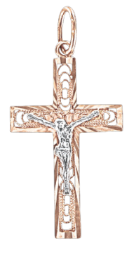 Kreuz Anhänger aus Rot/ Weißgold 585° 