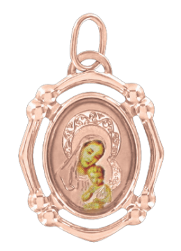Icon pendant in red gold of 585 assay value 