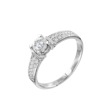 Lady´s ring in white gold of 585 assay value (14K) with diamonds 
