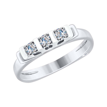 Lady´s ring in white gold of 585 assay value (14K) with diamonds 