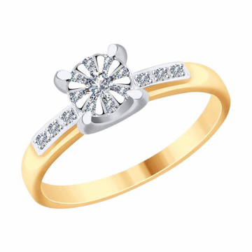 Lady´s ring in white yellow gold of 585 assay value with diamonds 