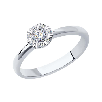 Lady´s ring in white gold of 585 assay value (14K) with diamonds 