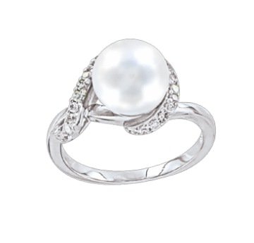 Damenring aus 925er Sterling Silber mit Perle, Zirkonia 