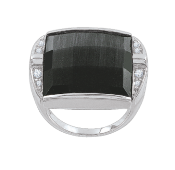 Damenring aus 925er Silber mit Katzenauge, Zirkonia 