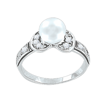 Damen-ring aus 925er Sterling Silber mit Perle, Zirkonia 