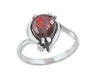 Damenring aus 925er Sterling Silber mit Granat, Zirkonia 