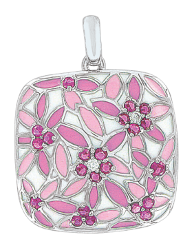 Anhänger 925er Sterling Silber mit Emaille, Zirkonia 