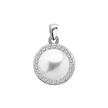 Серебряная подвеска 925 пробы. Вставка: Фианиты, Жемчуг 