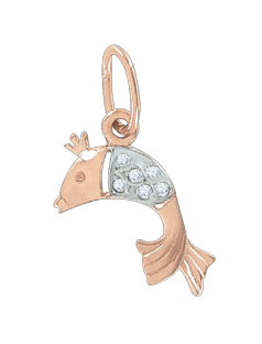 Pendants in red gold of 585 assay value with zirconia 