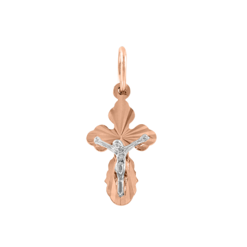 Cross from red and white gold of 585 assay value 