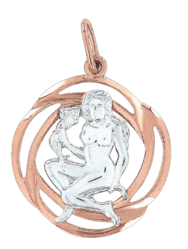 Pendant zodiac sign "Virgo" in red and white gold 