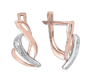 Earrings in red gold with cubic zirconia 