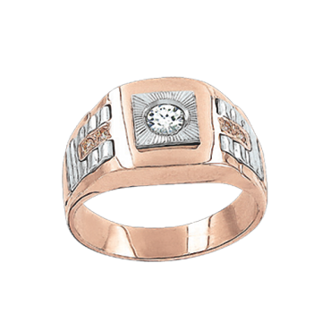 Herrenring aus Rotgold 585° mit Zirkonia 