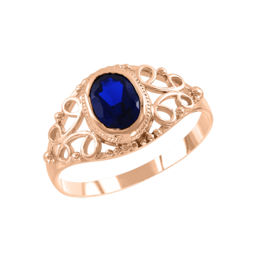 Damenring aus Rotgold 585° mit Saphir syn 