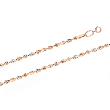 Chain in red and white gold of 585 assay value 50 cm