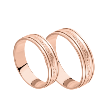 Wedding ring in red gold of 585 assay value 